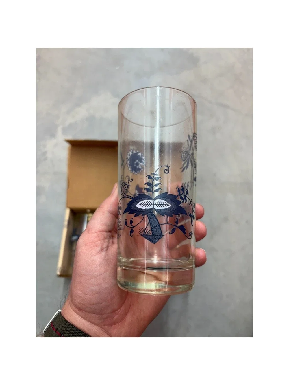 Blue Danube Glassware 15 oz Cooler Tumblers – Set of 4 w/ Box Blue Floral Onion